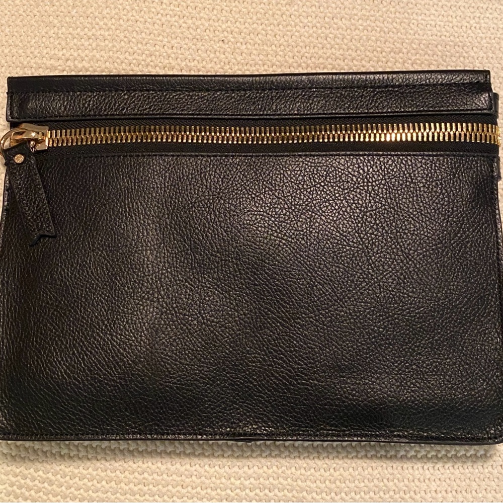 India Hicks Black Leather Clutch